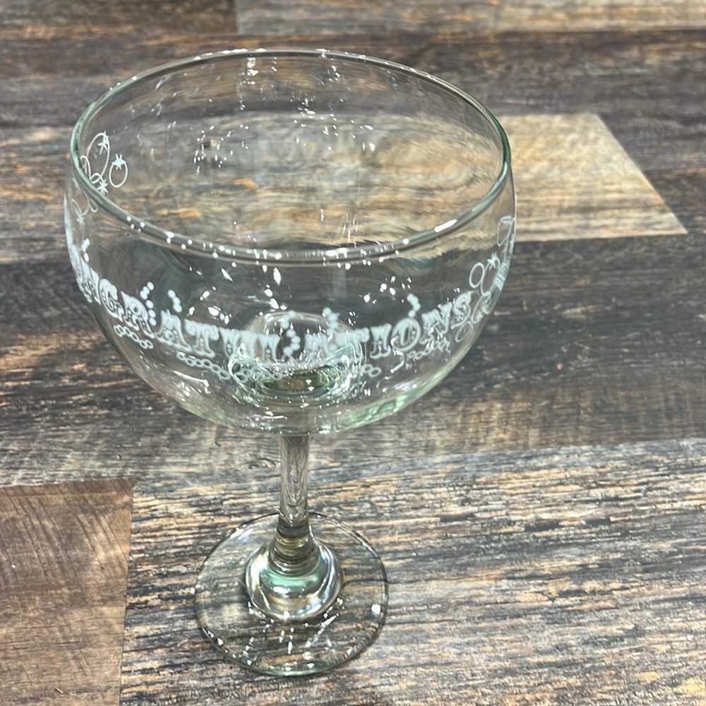Vintage Oversized Etched Glass Celebration Goblet. 10”x 5.5”